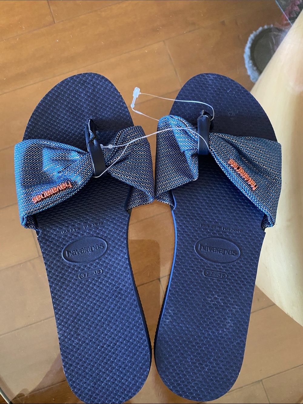 Havaianas Women's Navy and Orange Bow Slide Sandals